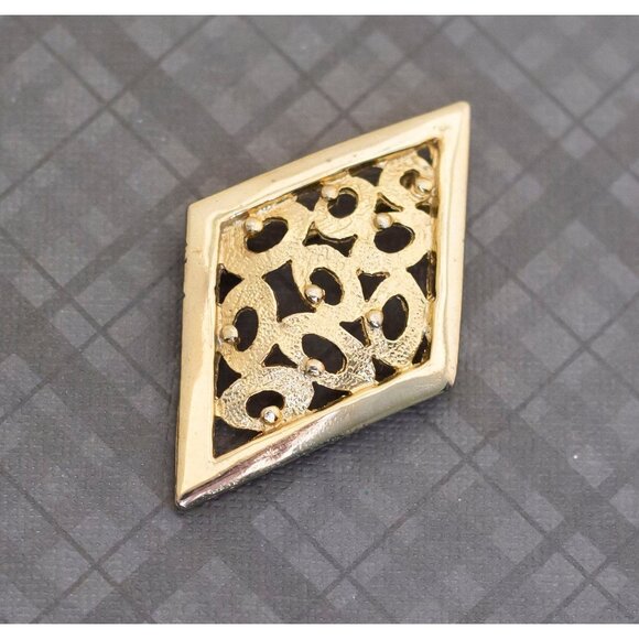 Vintage Gold Tone Diamond Geometric Brooch - G32 - Picture 1 of 2